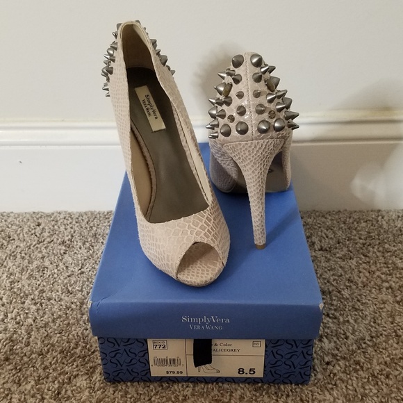 Simply Vera Vera Wang Shoes - LIKE NEW Vera Wang Alice Grey Studded Peep Toe